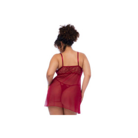 Nuisette grande taille couleur framboise et string 